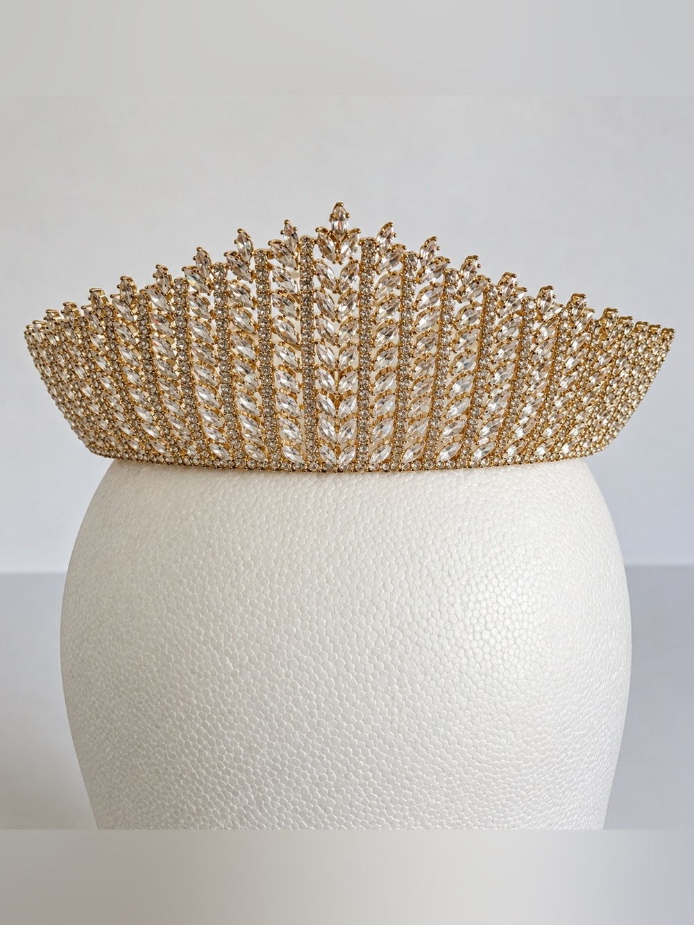 NWT! Gold Plated CZ Tiara Crown Pageant Bridal Wedding Headpiece